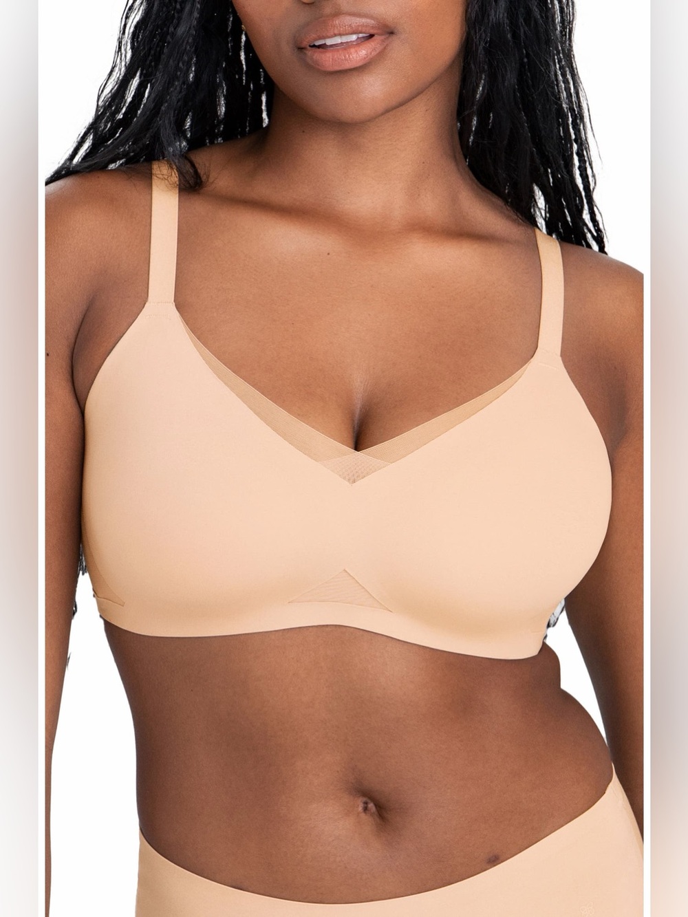 Honeylove Crossover wireless bra 2X sand tan full coverage supportive wireless
